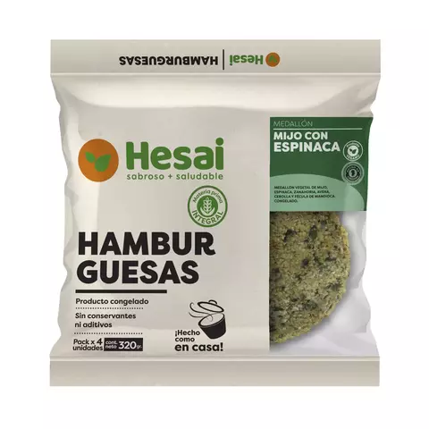 Hamburguesas Sin Harinas de Mijo con Espinaca x4 unidades 190G "Hesai" - comprar online