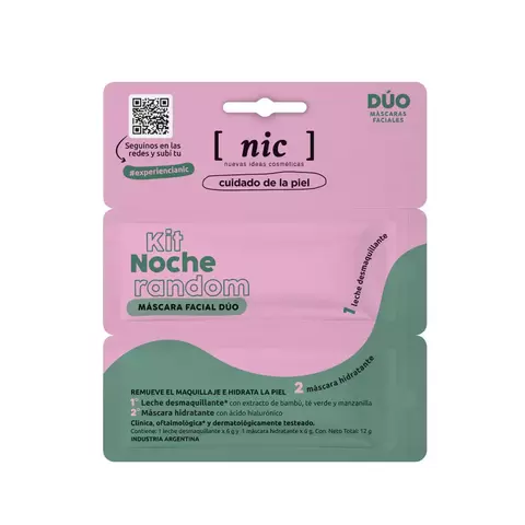 Máscara facil Kit Noche Random: Leche Desmaquillante + Máscara Hidratante "NIC by Dadatina"