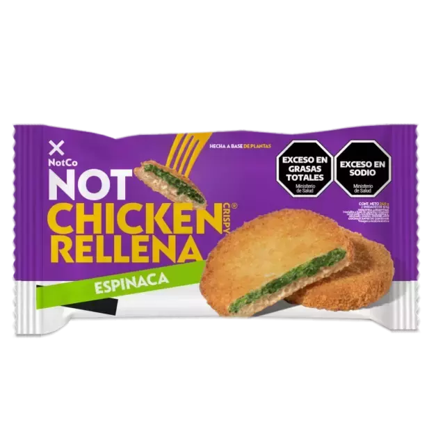 Milanesa Notchicken Crispy Rellenas Espinaca x2 unidades 120g "Not Co"
