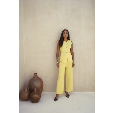 Conjunto Colete Com Cinto e Calça Tabata - comprar online