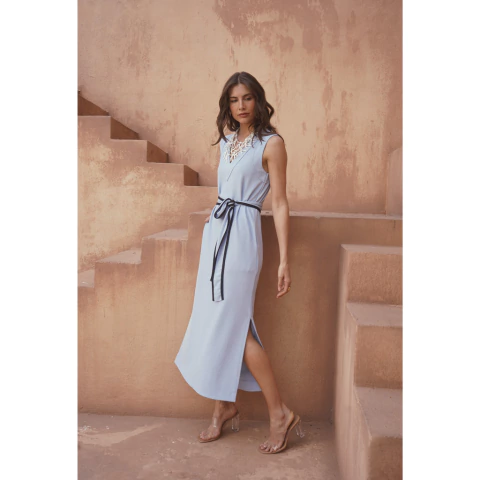 Vestido Regata Decote V Com Cinto - comprar online