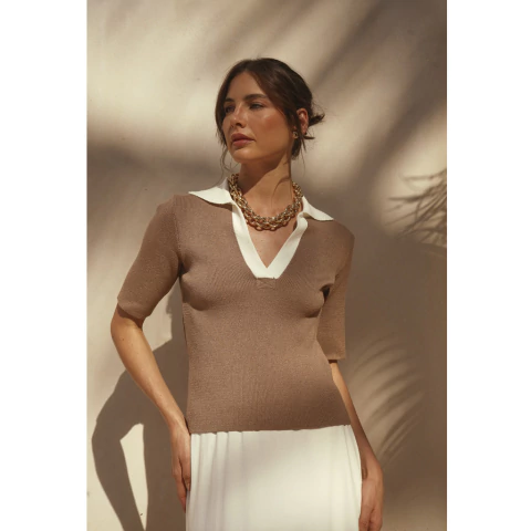 Blusa Tricot Gola Polo Lis - comprar online