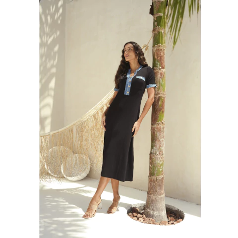 Vestido Canelado Manga Curta Selma - comprar online