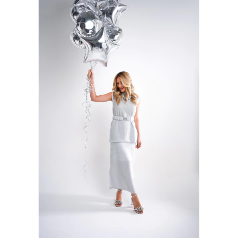 Conjunto Regata E Saia Lurex Com Cinto