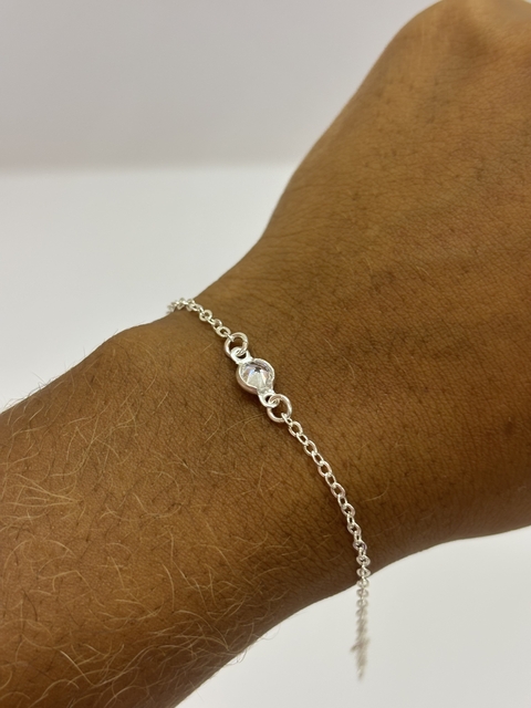 Pulseira Infantil Zircônia Branca 15,3 cm em prata - comprar online