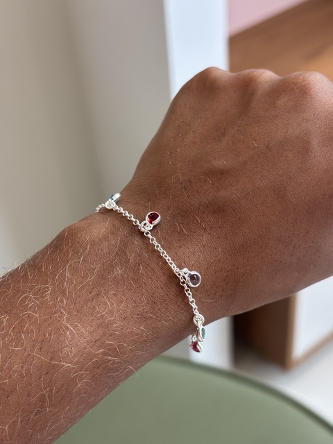 Pulseira Zircônias Coloridas Infantil 15 cm em prata - comprar online