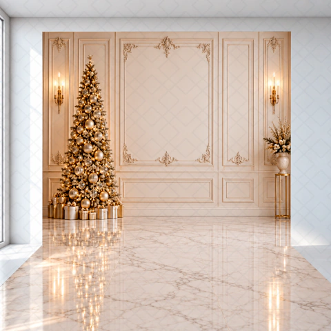 Fundo Fotográfico em Tecido Natal Parede Boiserie