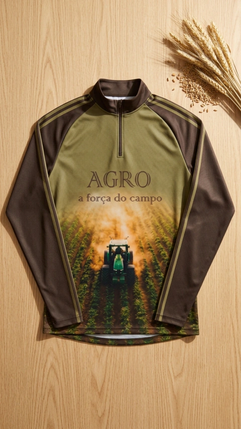 Camiseta Rashguard DryFit UV50+ Agro Brasil A Força do Campo