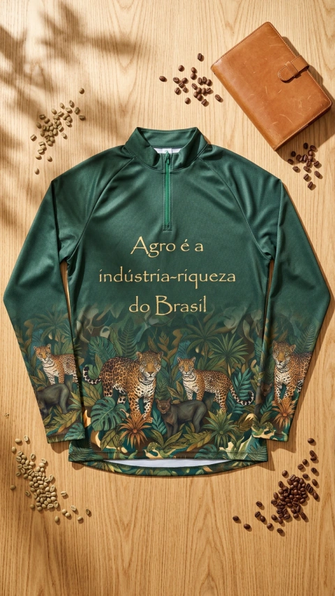 Camiseta Rashguard DryFit UV50+ Agro Brasil Industria Riqueza