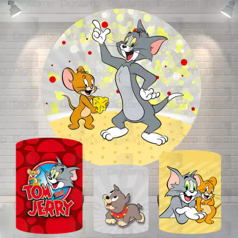 Kit Painel + Trio de Cilindros Sublimados Tom e Jerry KIT1039