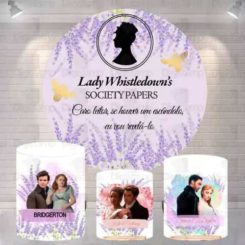 Kit Painel + Trio de Cilindros Sublimados Bridgerton KIT1037