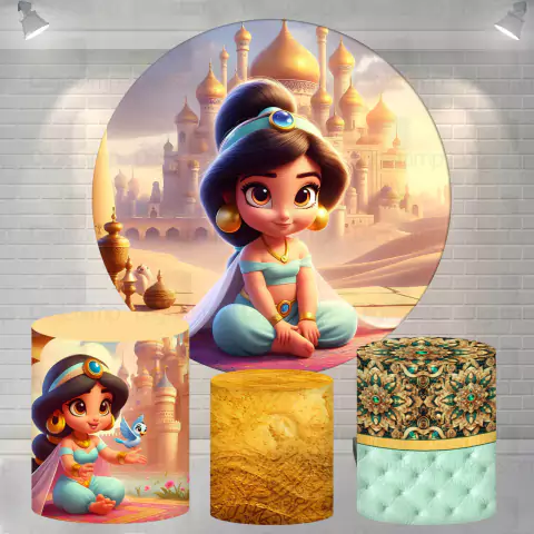 Kit Painel + Trio de Cilindros Sublimados Jasmine Cute KIT1139