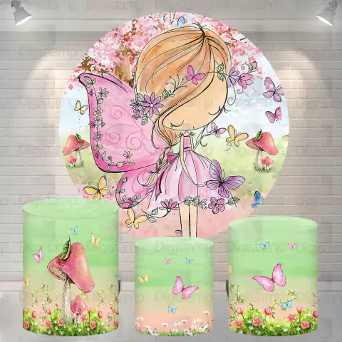 Kit Painel + Trio de Cilindros Sublimados Jardim KIT1044