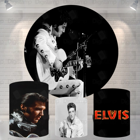 Kit Painel + Trio de Cilindros Sublimados Balada Elvis KIT924