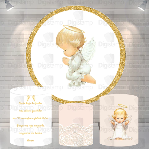 Kit Painel + Trio de Cilindros Sublimados Batizado KIT816