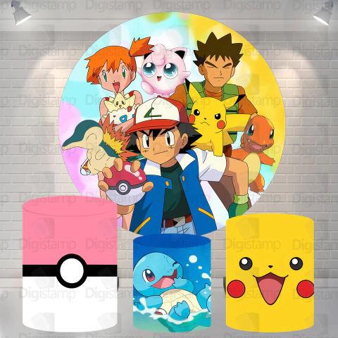 Kit Painel + Trio de Cilindros Sublimados Pókemon KIT907