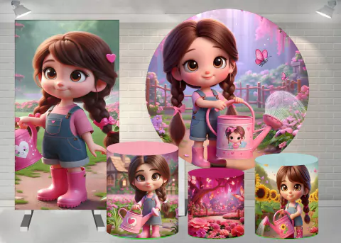 Kit Painel + Trio de Cilindros + Painel Lateral Sublimados Jardineira SKIT191