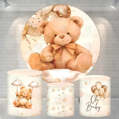 Kit Painel + Trio de Cilindros Sublimados Ursinhos Chá de Bebe KIT1165