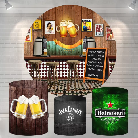 Kit Painel + Trio de Cilindros Sublimados Boteco KIT018