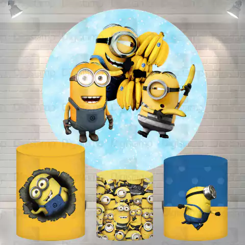 Kit Painel + Trio de Cilindros Sublimados Minion KIT686
