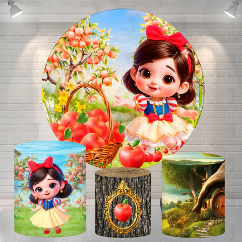 Kit Painel + Trio de Cilindros Sublimados Princesas (PRONTA ENTREGA)