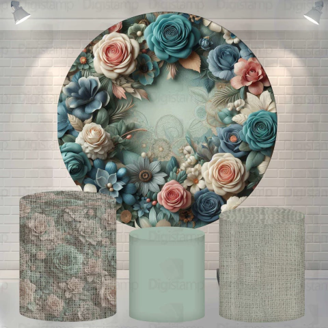 Kit Painel + Trio de Cilindros Sublimados Floral KIT1179 - comprar online