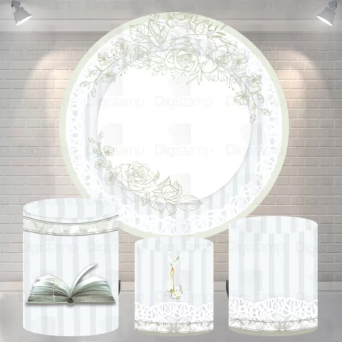 Kit Painel + Trio de Cilindros Sublimados Batizado KIT127