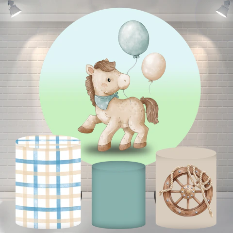 Kit Painel + Trio de Cilindros Sublimados Cavalo Cute KIT1600
