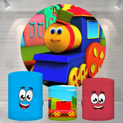 Kit Painel + Trio de Cilindros Sublimados Bob o Trem KIT1621