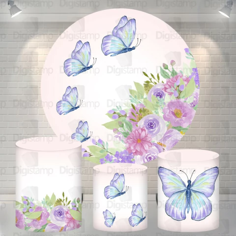 Kit Painel + Trio de Cilindros Sublimados Borboletas KIT522