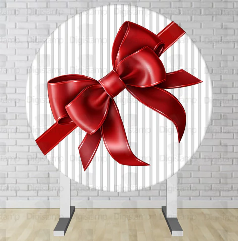 Painel Redondo Sublimado Laço Vermelho PNR1493