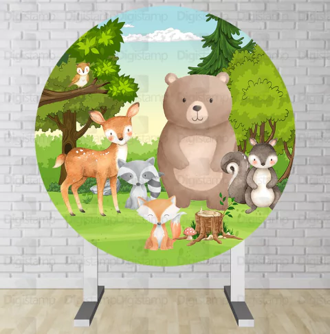 Painel Redondo Sublimado Bosque Encantado PNR30