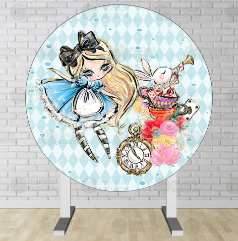 Painel Redondo Sublimado Alice no Pais das Maravilhas PNR515