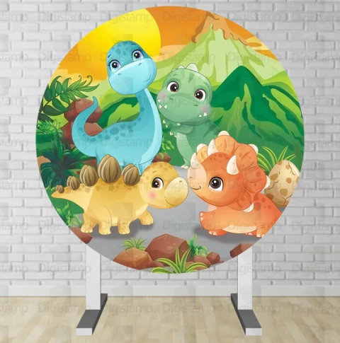 Painel Redondo Sublimado Dinossauro Baby PNR986
