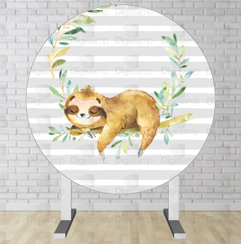 Painel Redondo Sublimado Animais Bicho Preguiça PNR1428