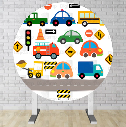 Painel Redondo Sublimado Carrinho PNR1476