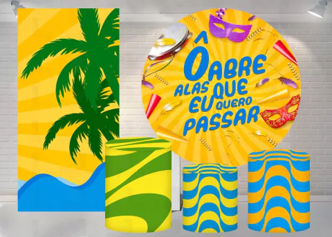 Kit Painel + Trio de Cilindros + Painel Lateral Sublimados Carnaval SKIT036