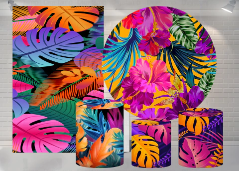 Kit Painel + Trio de Cilindros + Painel Lateral Sublimados Tropical SKIT180