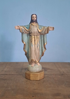 Arte Sacra- Imagem de Jesus Cristo em Madeira Pintada a Mão