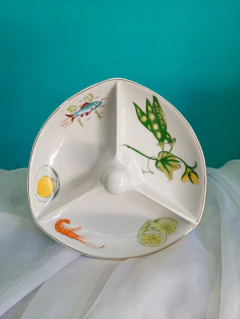 Delicada petisqueira em porcelana - 3 cavidades - Schmidt