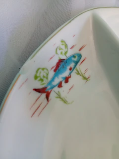 Delicada petisqueira em porcelana - 3 cavidades - Schmidt - Achados e Encantos Antiguidade 