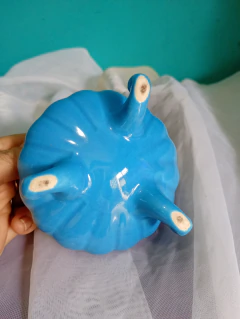 Pot-Pourri / Incensário Oriental cão de fó em porcelana Azul Esmaltada – 14 cm - Achados e Encantos Antiguidade 
