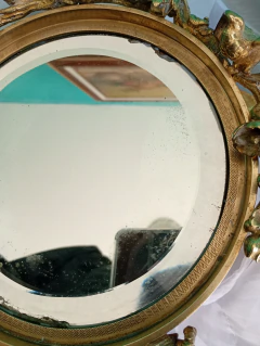 Antigo Espelho de Mesa francês Toalete em Bronze com Porta-Velas e Querubim - loja online