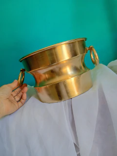 Balde De Gelo / Cachepot Antigo Em Latão Maciço Com Alças - loja online