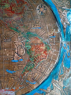 Imagem do Placa Decorativa Mapa-Múndi em Cobre / "Comemoração de 500 anos da chegada e Colombo às Américas "