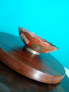 Antiga tigela / Bowl em bronze policromado Indiano Com pavão ao centro na internet