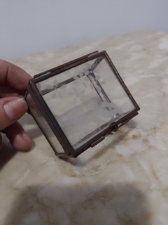 Porta Jóias Antigo em Vidro e Latão