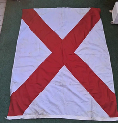 Antiga Bandeira em Tecido Letra V Alfabeto Náutico