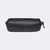 Estojo de couro preto com zíper, ideal para organizar acessórios e pequenos itens.