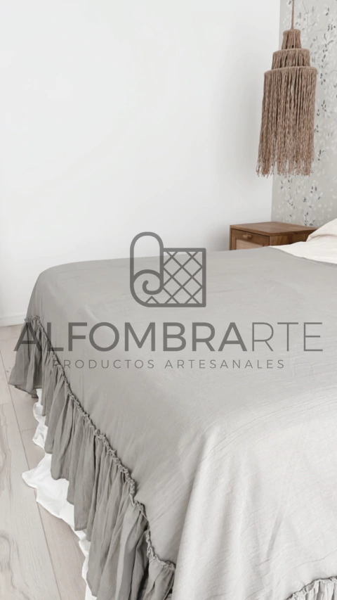 Pie de cama volado ancho ♥️ GRIS ELEFANTE